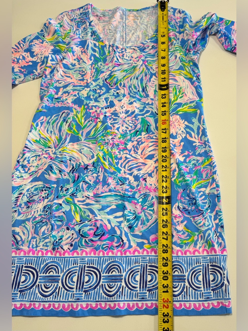 Lilly Pulitzer Beacon All Together Now & Navy Blue Cotton Jersey Dress Size Med - Picture 7 of 16